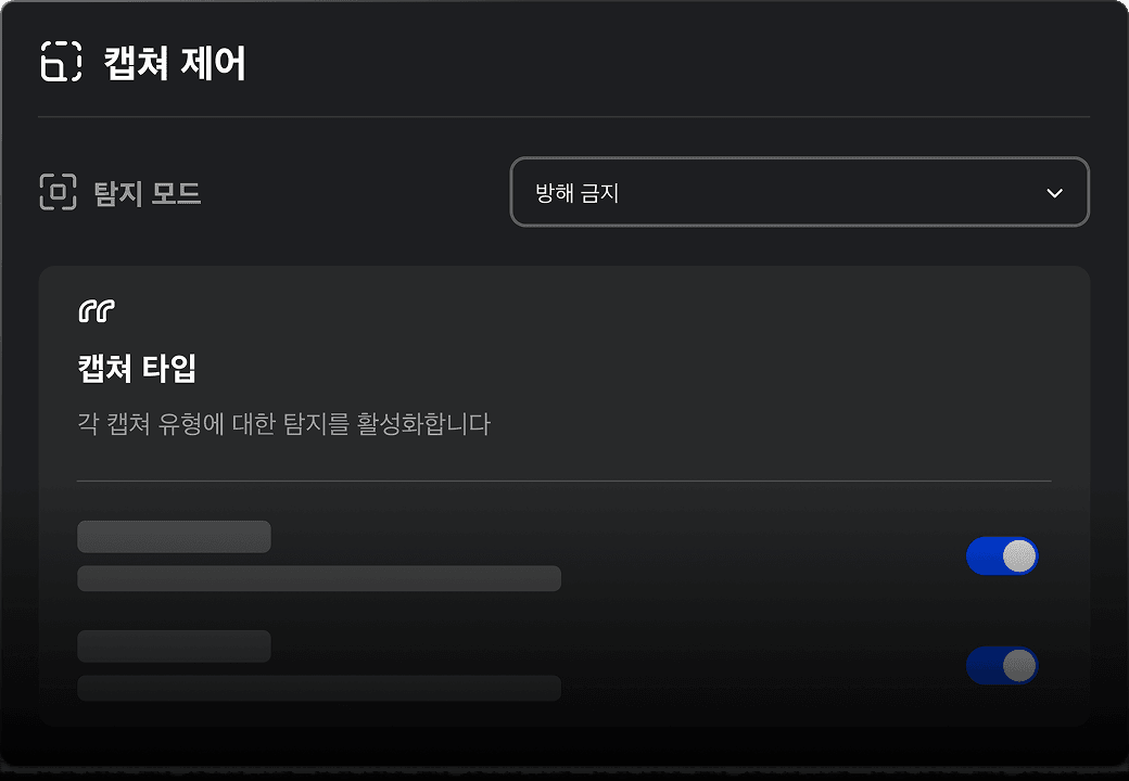 화면 캡쳐 제어 설정 UI 이미지