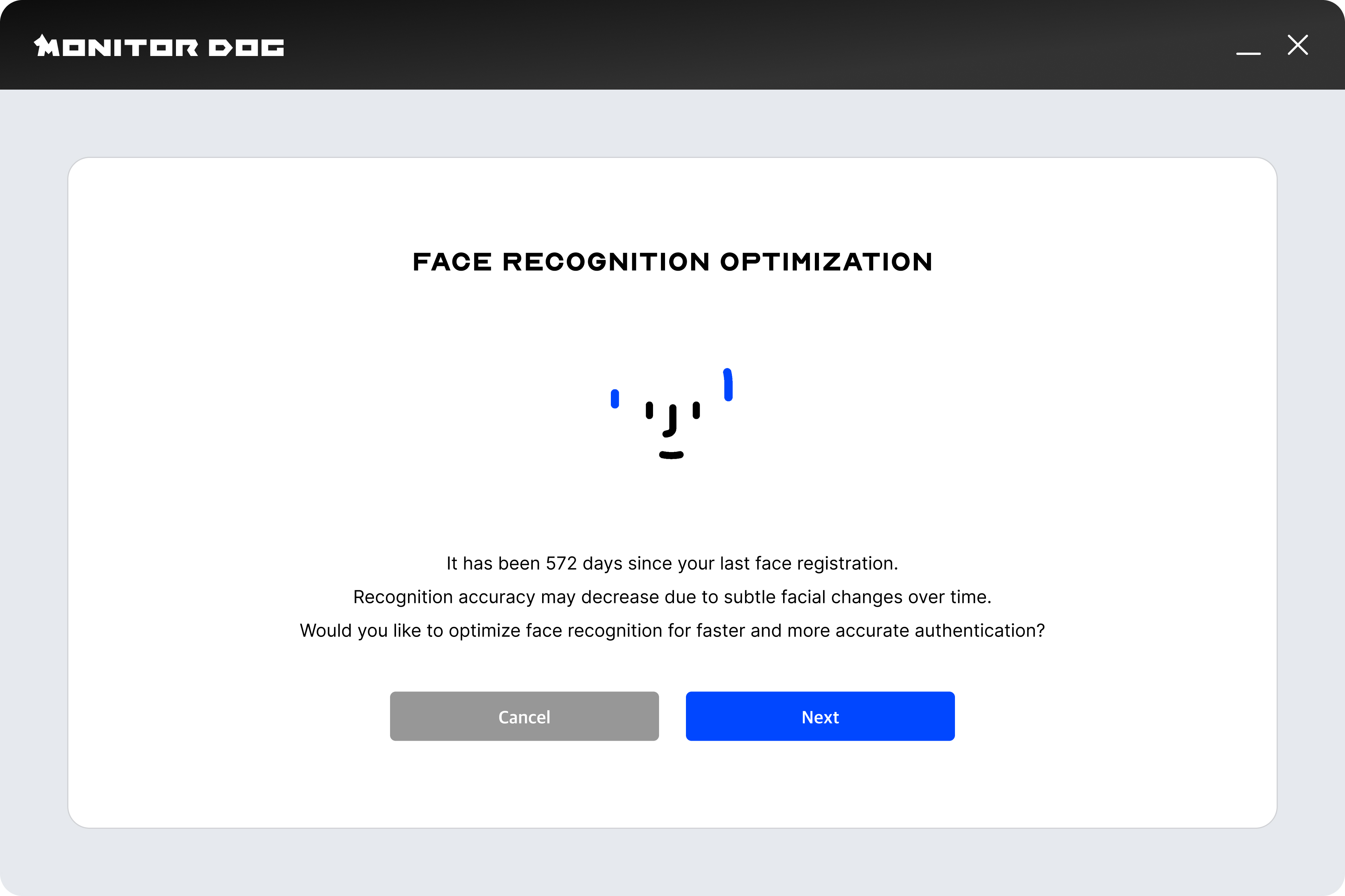 Face Optimization Start Window