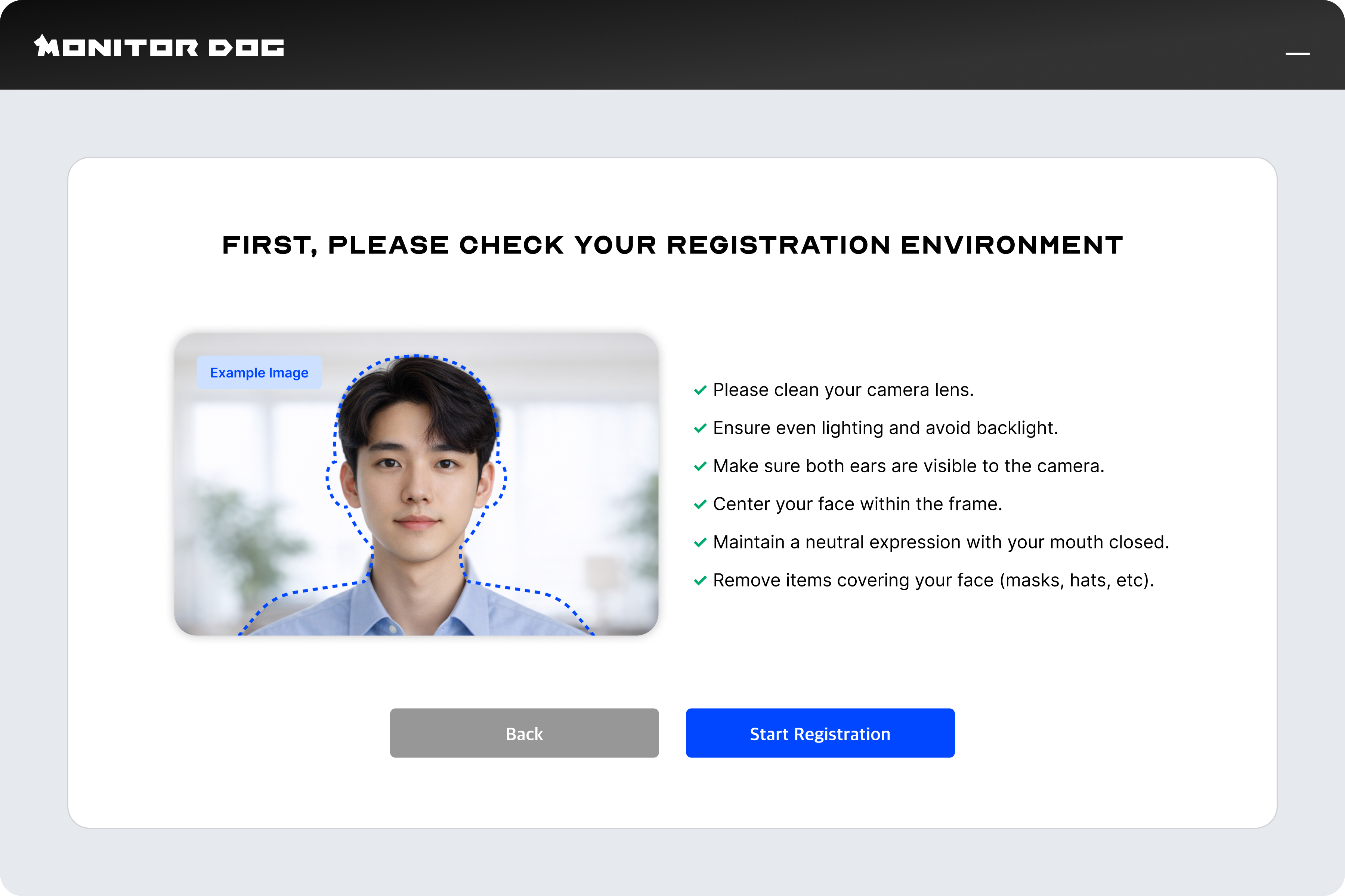 Face Registration Info Window