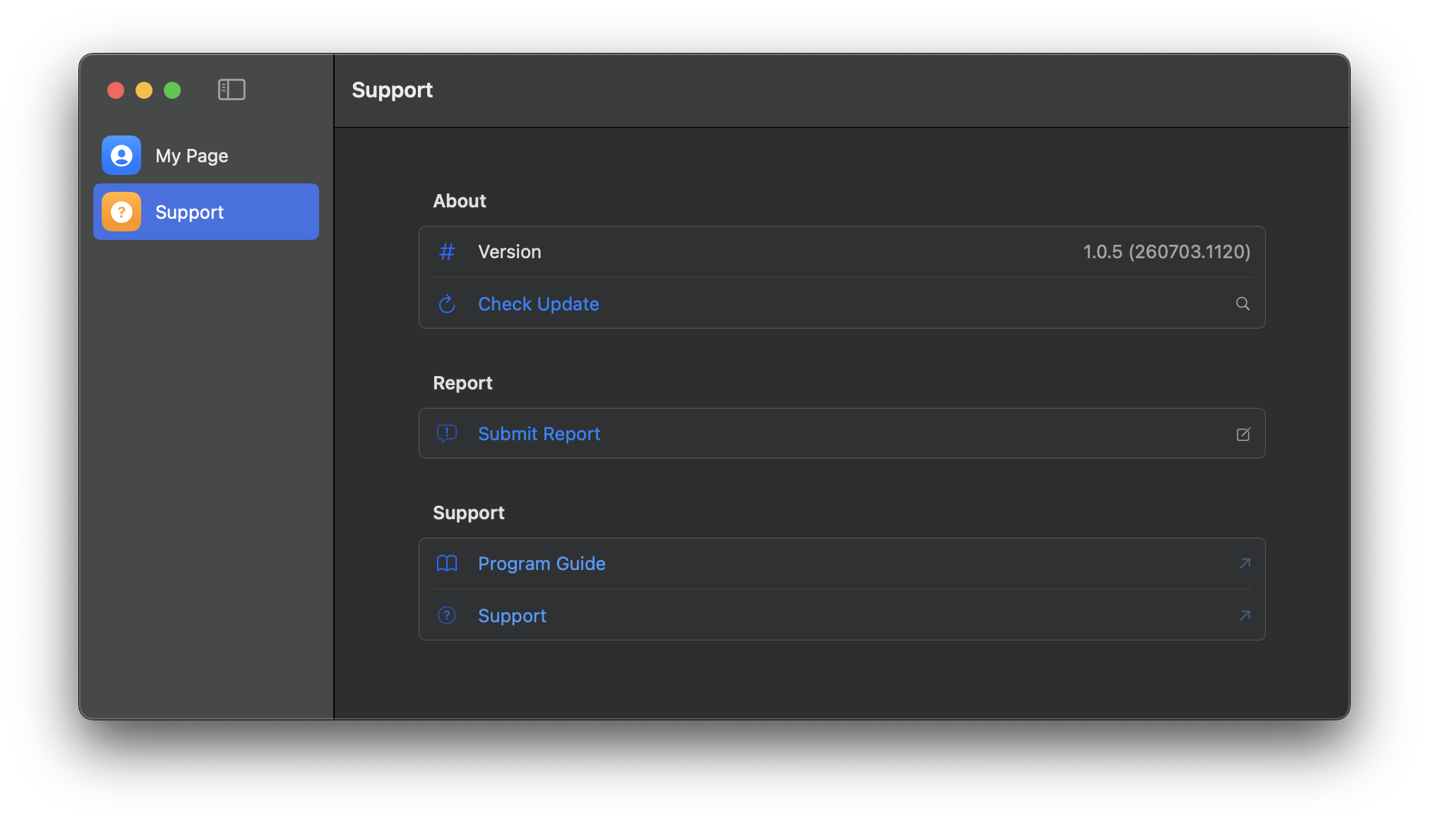 Support Center page