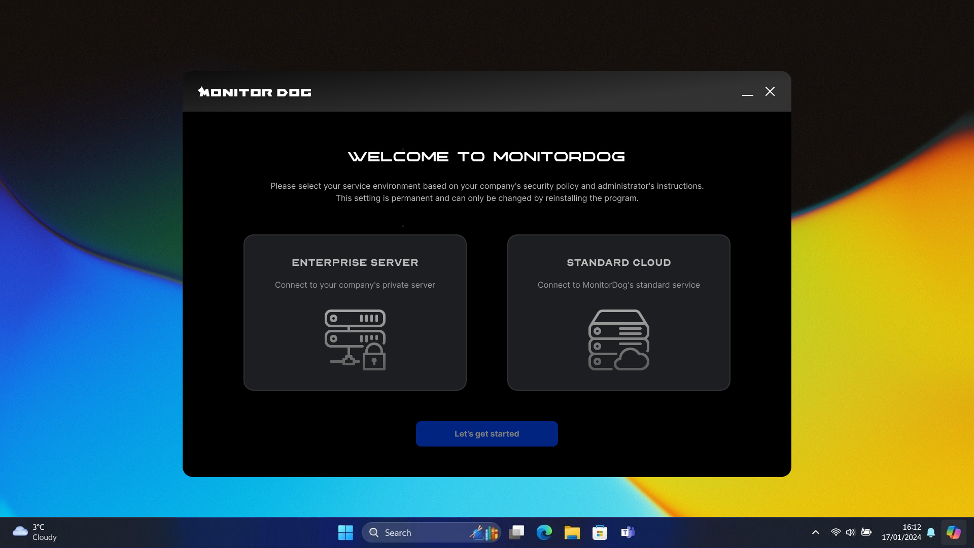 On-premise Setup Window