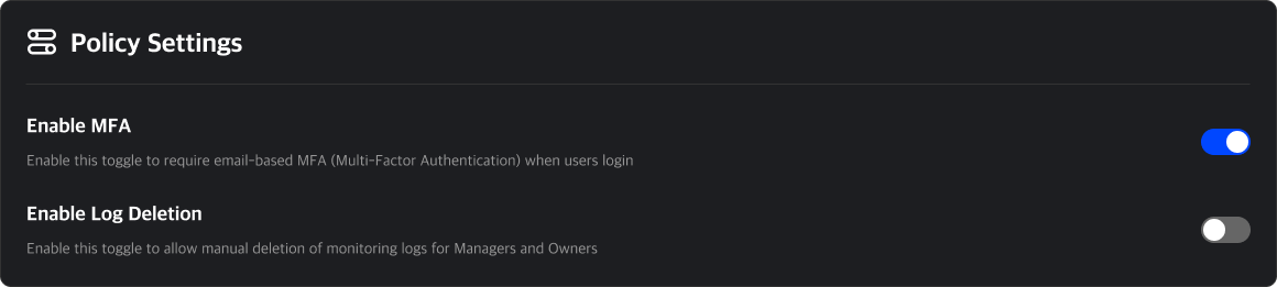 Organization Policy Settings