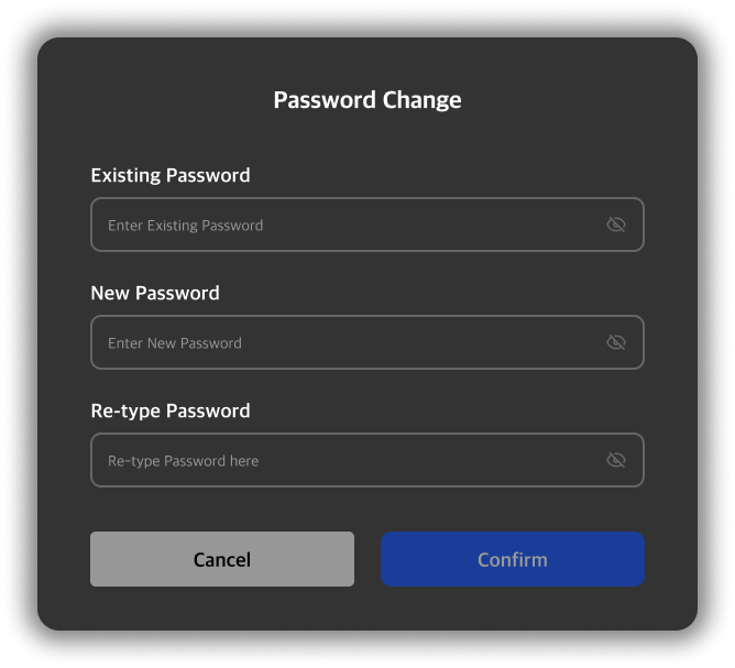 Password reset popup