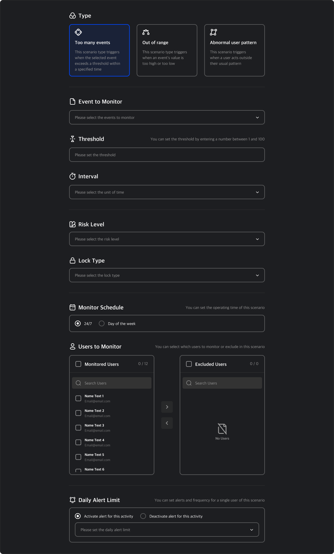 scenario create page