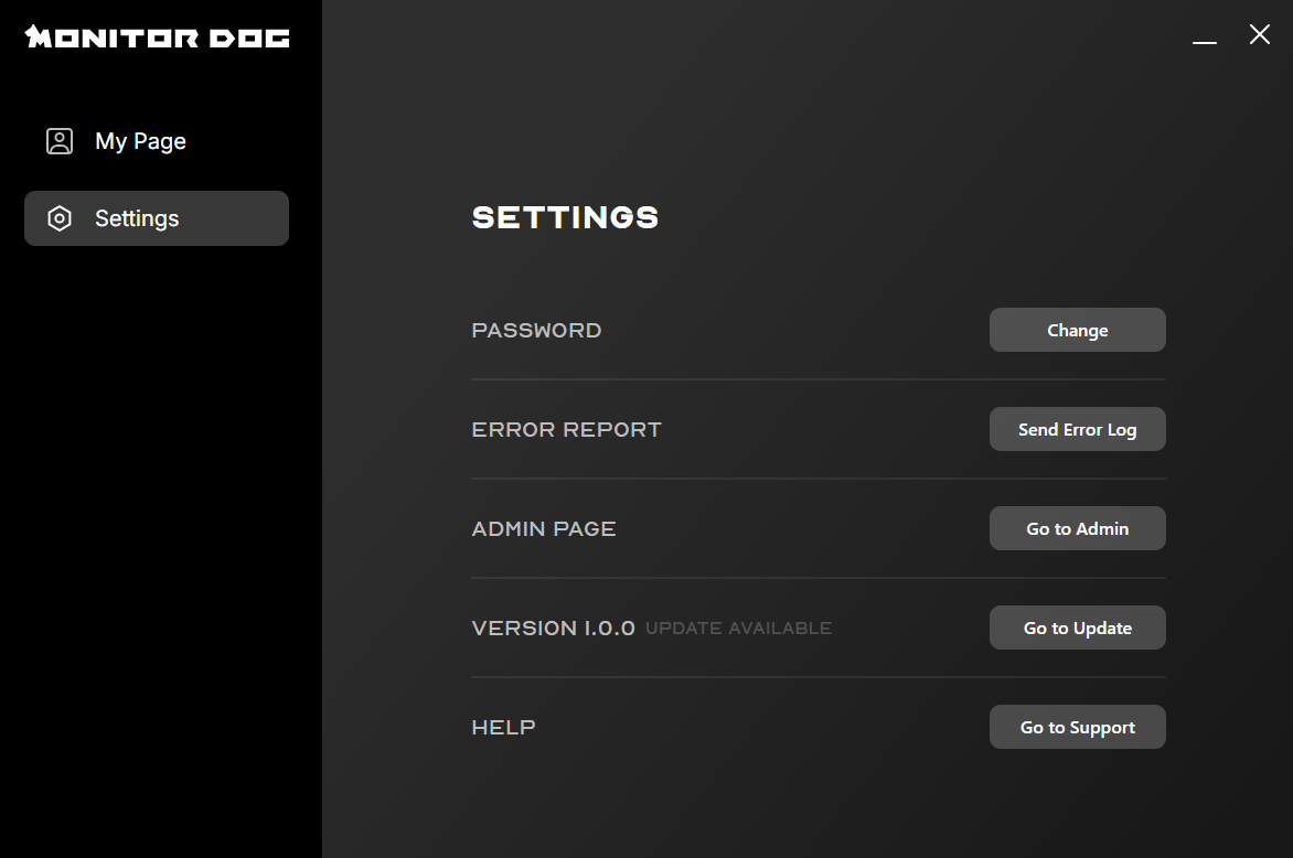 Settings screen