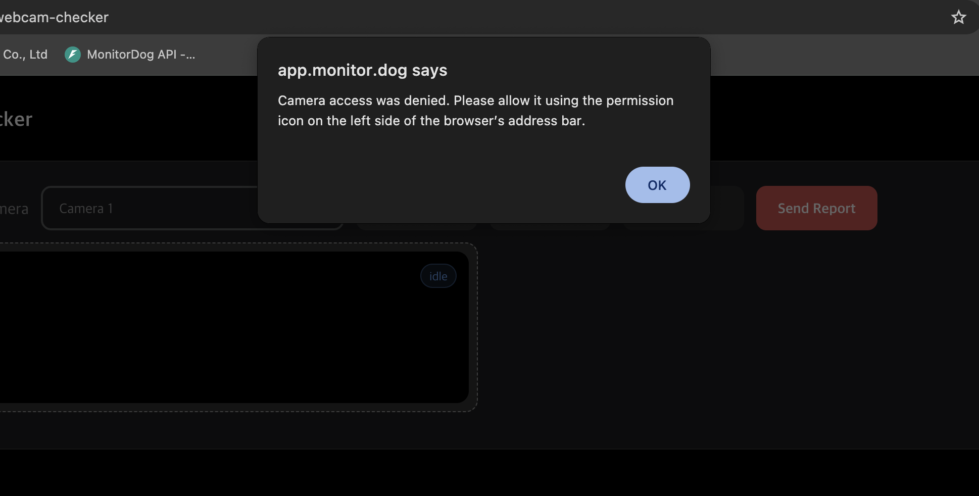 webcam checker error