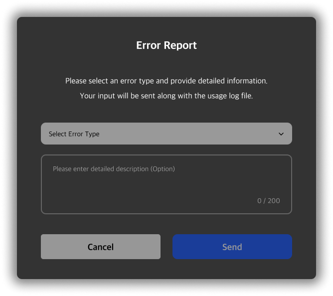 エラーレポートポップアップ