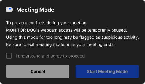 ミーティングモード デフォルトポップアップ