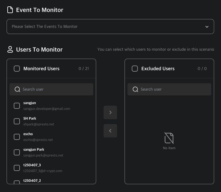 scenario many event list
