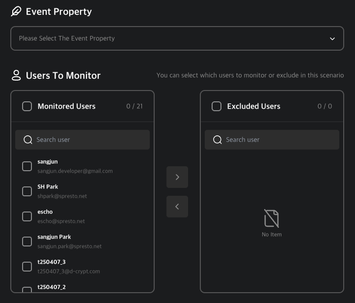 scenario out event list